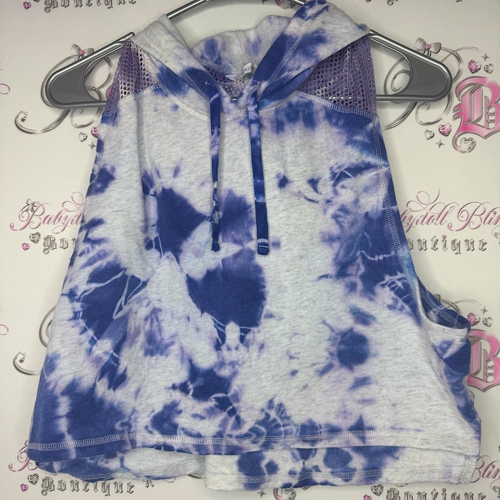 Victoria secret tank sweater pull over hoodie vest mesh fishnet detail purple